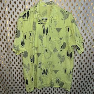 Mixed company by Serkes Bright neon yellow fluorescent button up short sleeve sh
